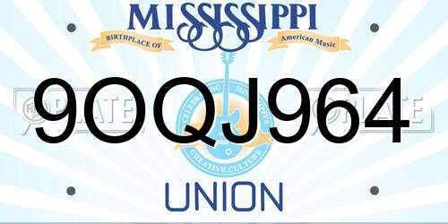 9OQJ964 Mississippi License Plate
