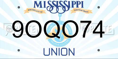 9OQO74 Mississippi License Plate