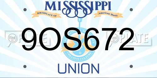9OS672 Mississippi License Plate