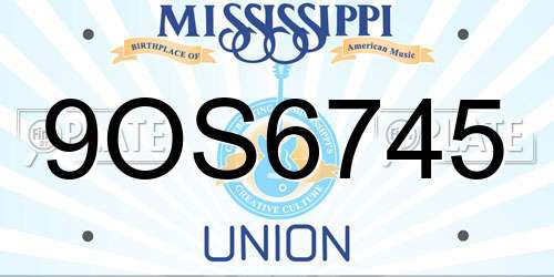 9OS6745 Mississippi License Plate