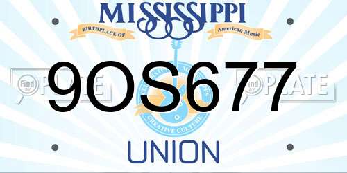 9OS677 Mississippi License Plate