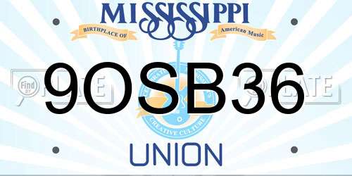 9OSB36 Mississippi License Plate