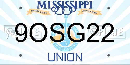 9OSG22 Mississippi License Plate