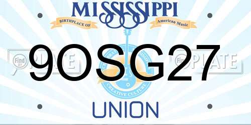 9OSG27 Mississippi License Plate