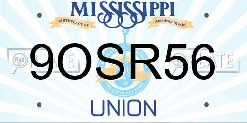 9OSR56 Mississippi License Plate
