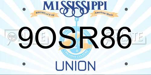 9OSR86 Mississippi License Plate