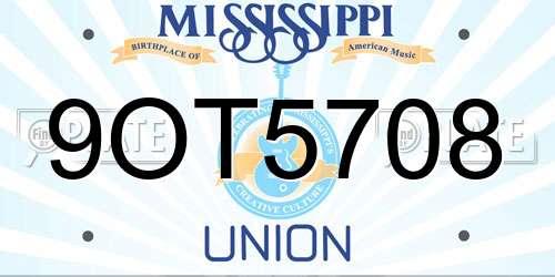 9OT5708 Mississippi License Plate