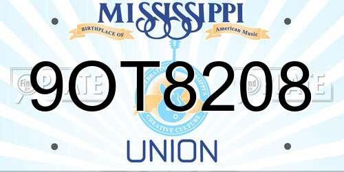 9OT8208 Mississippi License Plate