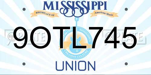 9OTL745 Mississippi License Plate
