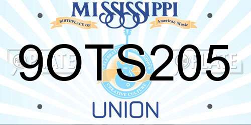 9OTS205 Mississippi License Plate