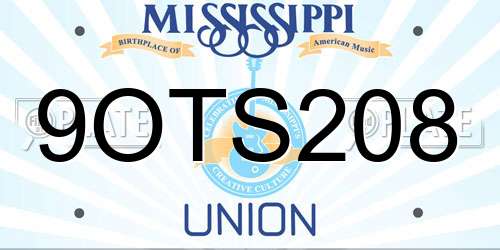 9OTS208 Mississippi License Plate