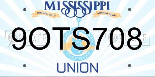 9OTS708 Mississippi License Plate