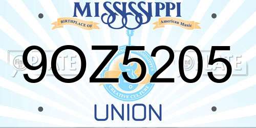 9OZ5205 Mississippi License Plate