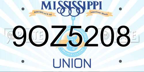 9OZ5208 Mississippi License Plate