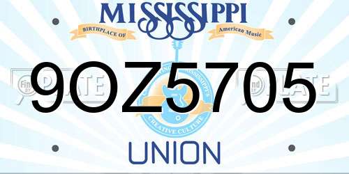 9OZ5705 Mississippi License Plate