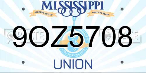 9OZ5708 Mississippi License Plate