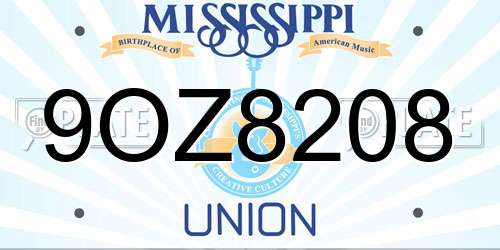 9OZ8208 Mississippi License Plate