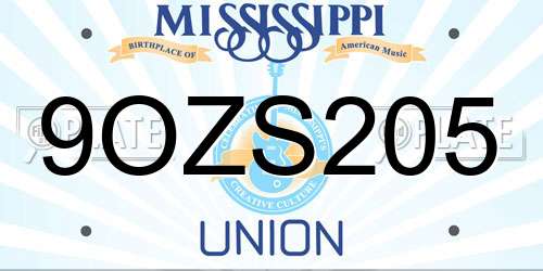 9OZS205 Mississippi License Plate