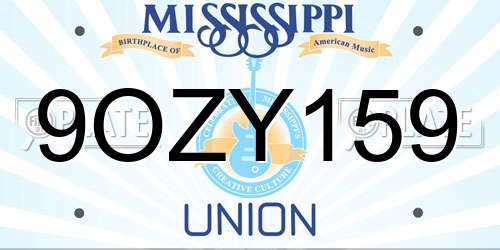 9OZY159 Mississippi License Plate