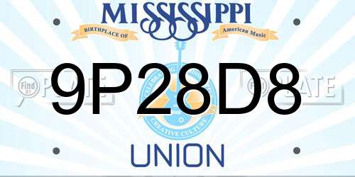 9P28D8 Mississippi License Plate