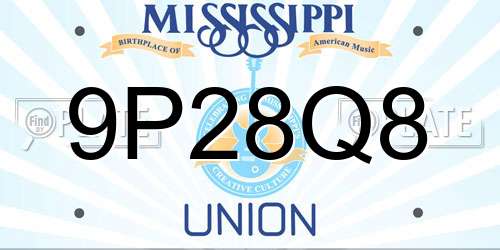 9P28Q8 Mississippi License Plate