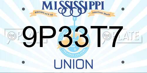 9P33T7 Mississippi License Plate