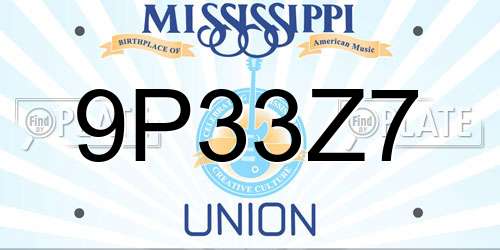 9P33Z7 Mississippi License Plate
