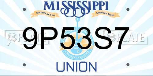 9P53S7 Mississippi License Plate