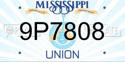 9P7808 Mississippi License Plate