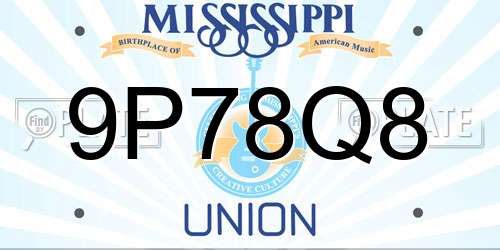 9P78Q8 Mississippi License Plate