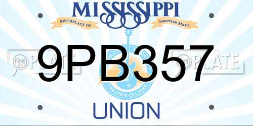 9PB357 Mississippi License Plate