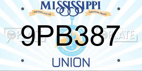 9PB387 Mississippi License Plate