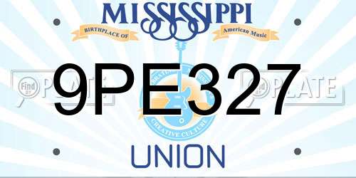 9PE327 Mississippi License Plate