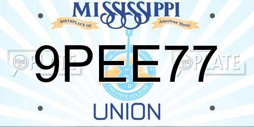 9PEE77 Mississippi License Plate