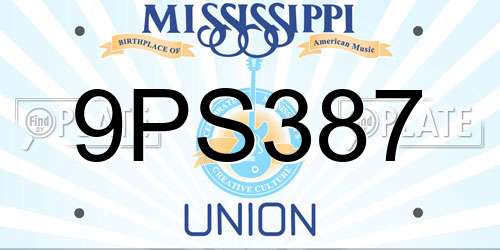 9PS387 Mississippi License Plate
