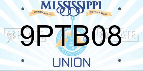 9PTB08 Mississippi License Plate