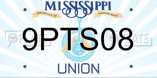 9PTS08 Mississippi License Plate