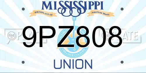 9PZ808 Mississippi License Plate