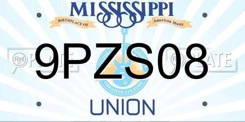 9PZS08 Mississippi License Plate