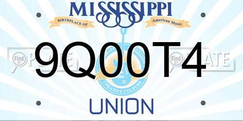 9Q00T4 Mississippi License Plate