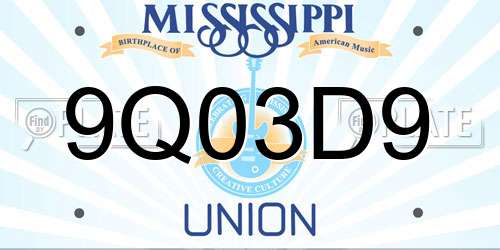 9Q03D9 Mississippi License Plate