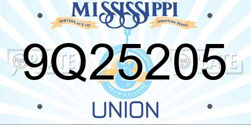 9Q25205 Mississippi License Plate