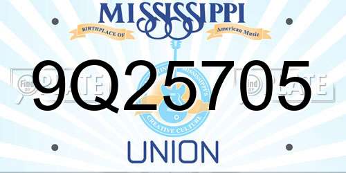 9Q25705 Mississippi License Plate