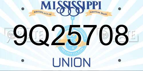9Q25708 Mississippi License Plate