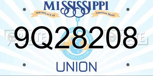 9Q28208 Mississippi License Plate