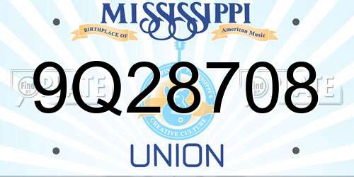 9Q28708 Mississippi License Plate