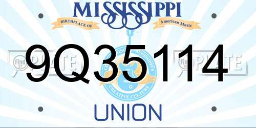 9Q35114 Mississippi License Plate
