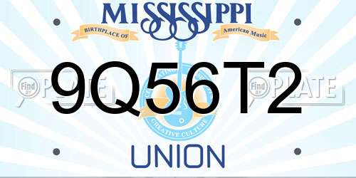 9Q56T2 Mississippi License Plate