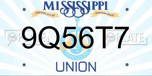 9Q56T7 Mississippi License Plate