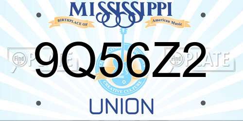 9Q56Z2 Mississippi License Plate